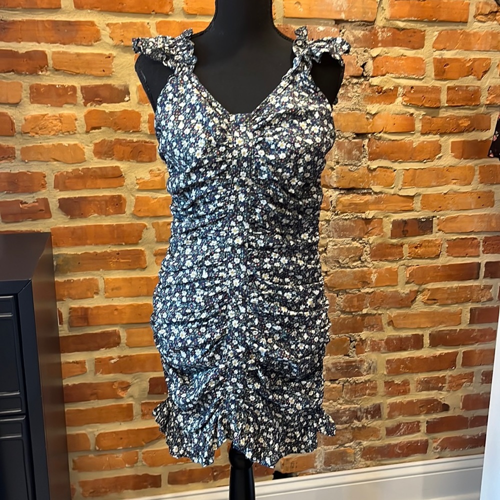 Flower Print Ruffle Sleeve Mini Dress